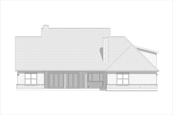 Exterior - Rear Elevation 1 for Craftsman House Plan #1127-9 - 3 bed, 2 bath