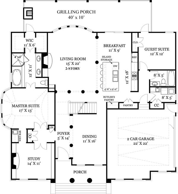 House Blueprint - Classical Floor Plan - Main Floor Plan #119-155