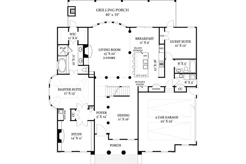 Home Plan - Floor Plan - Main Floor for Classical House Plan #119-155 - 4 bed, 4 bath