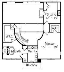 Floor Plan - Upper Floor for European House Plan #417-434 - 4 bed, 4.5 bath