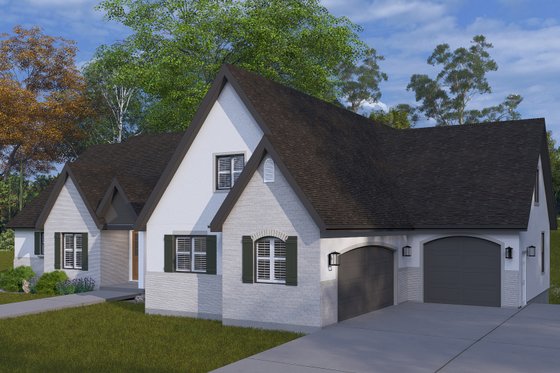 Exterior - Front Elevation 3 for European House Plan #1060-293 - 5 bed, 3.5 bath