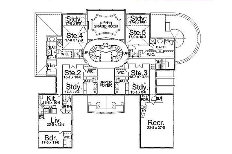 Home Plan - Floor Plan - Upper Floor for European House Plan #119-178 - 5 bed, 7.5 bath