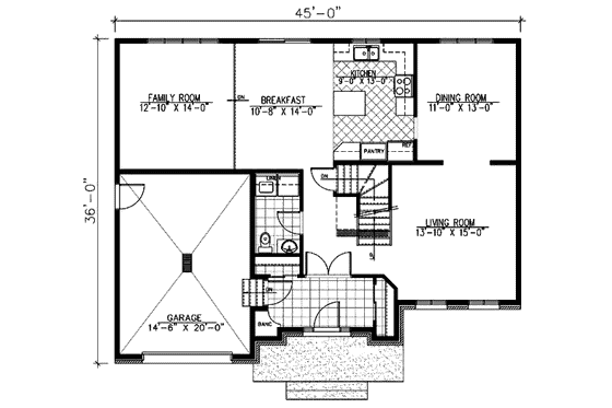 Floor Plan - Main Floor for European House Plan #138-271 - 3 bed, 1.5 bath