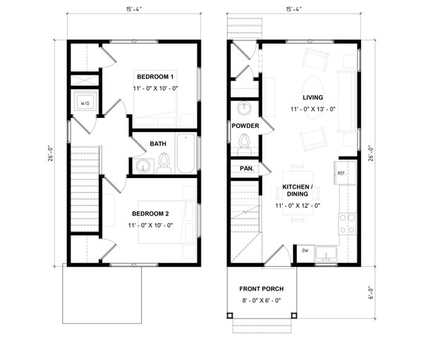 House Plan Design - Floor Plan - Main Floor for Bungalow House Plan #936-47 - 2 bed, 1.5 bath