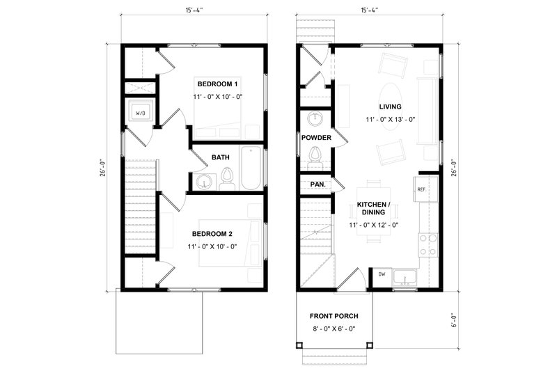 House Plan Design - Floor Plan - Main Floor for Bungalow House Plan #936-47 - 2 bed, 1.5 bath