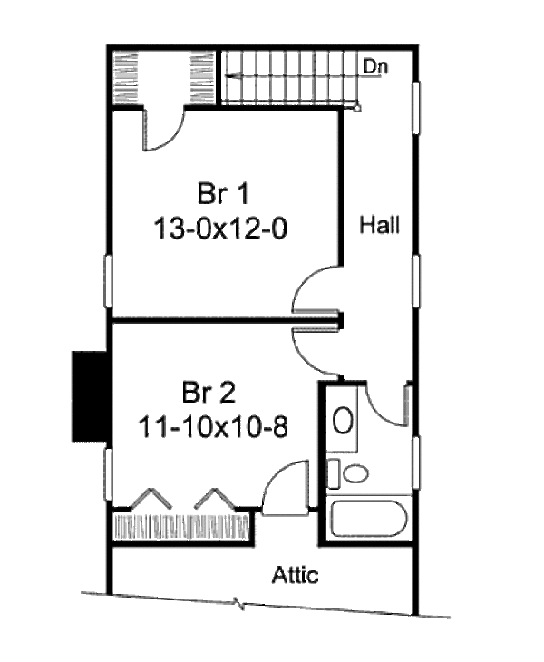 Cottage Floor Plan - Upper Floor Plan #57-384