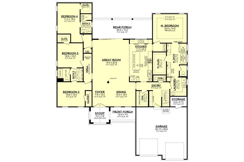 Dream House Plan - Floor Plan - Main Floor for Ranch House Plan #430-302 - 4 bed, 3.5 bath
