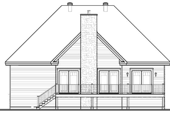 Exterior - Rear Elevation for Country House Plan #23-2231 - 2 bed, 1 bath