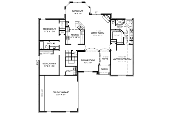 Floor Plan - Main Floor for Traditional House Plan #424-368 - 4 bed, 3 bath