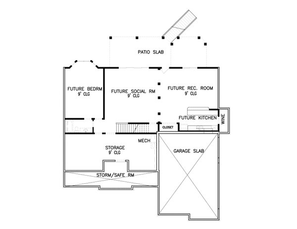 Architectural House Design - Craftsman Floor Plan - Lower Floor Plan #54-433