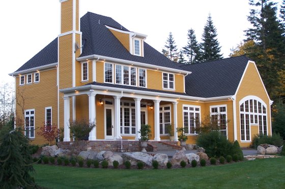 Exterior - Rear Elevation for European House Plan #137-117 - 4 bed, 3 bath