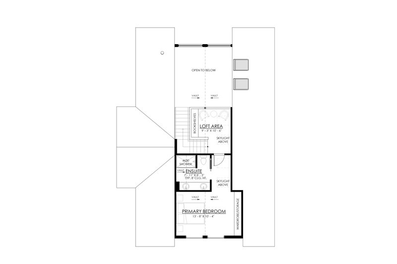 House Blueprint - Floor Plan - Upper Floor for Cabin House Plan #1114-119 - 2 bed, 2 bath
