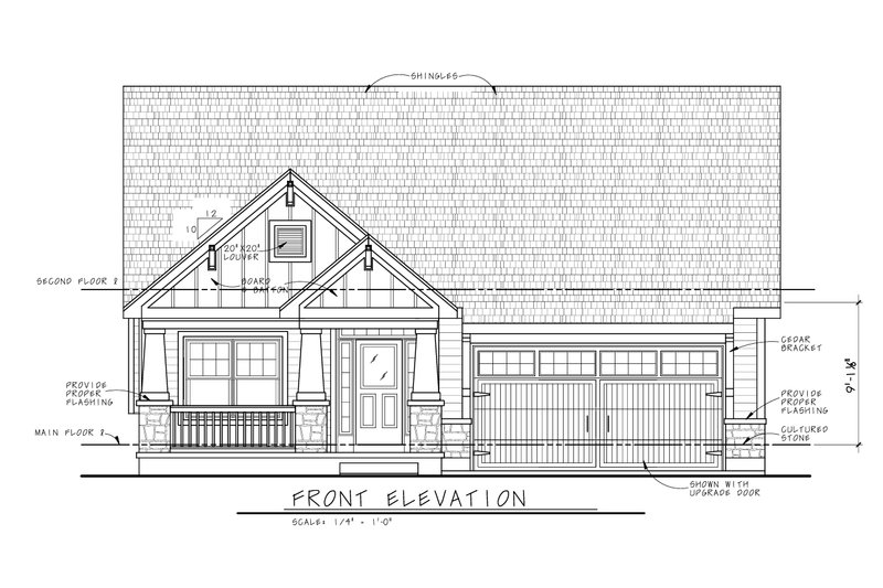 Architectural House Design - Exterior - Front Elevation 3 for Craftsman House Plan #20-2414 - 3 bed, 2.5 bath