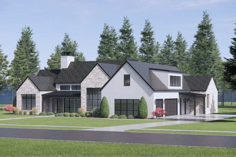 House Design - Exterior - Front Elevation 4 for Modern House Plan #1096-28 - 4 bed, 4.5 bath