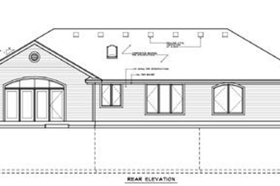 Exterior - Rear Elevation for Traditional House Plan #100-103 - 3 bed, 2.5 bath