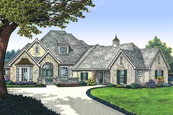 Exterior - Front Elevation for European House Plan #310-235 - 4 bed, 3.5 bath