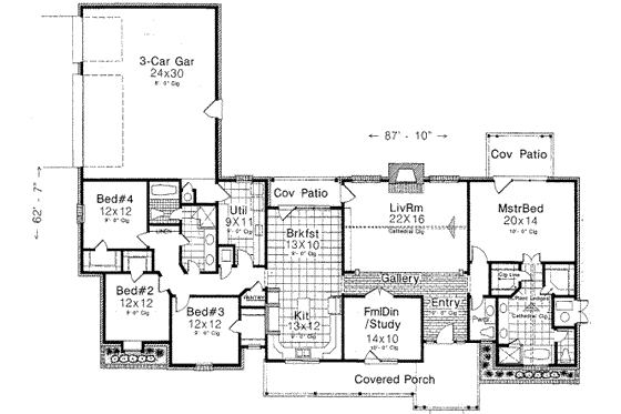 Floor Plan - Main Floor for Southern House Plan #310-138 - 4 bed, 2.5 bath