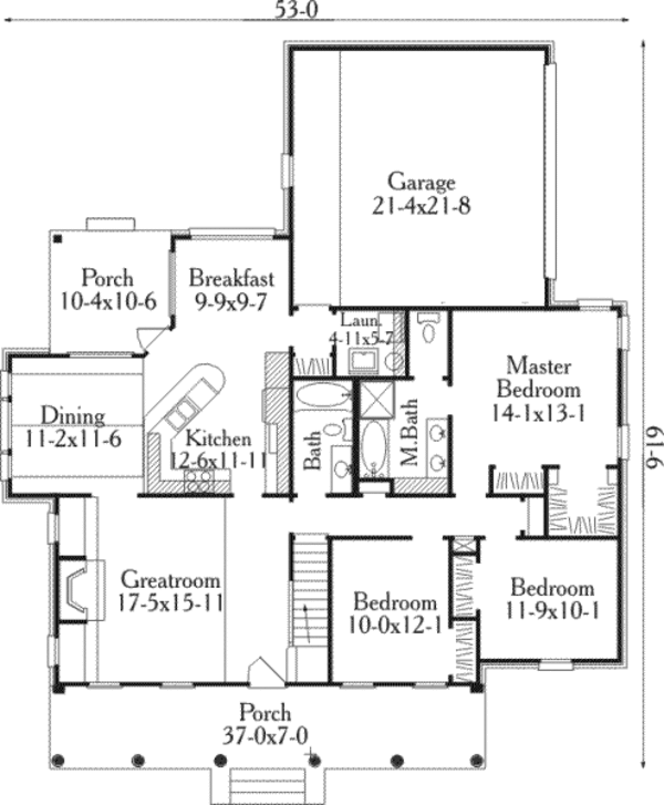 Architectural House Design - Southern Floor Plan - Main Floor Plan #406-192