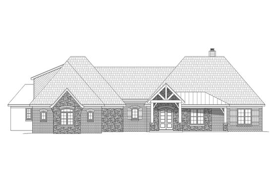 Exterior - Rear Elevation for European House Plan #932-22 - 3 bed, 2.5 bath