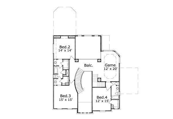 Floor Plan - Upper Floor for European House Plan #411-776 - 4 bed, 3.5 bath