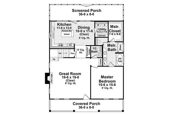 Floor Plan - Main Floor for Farmhouse House Plan #21-227 - 3 bed, 2.5 bath