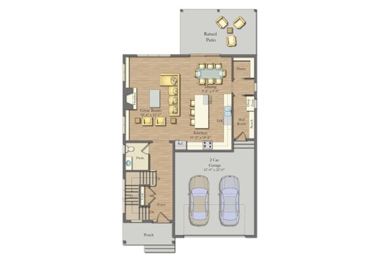 Floor Plan - Main Floor for Farmhouse House Plan #1057-34 - 4 bed, 4.5 bath