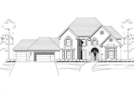 Exterior - Front Elevation for European House Plan #411-828 - 5 bed, 4 bath