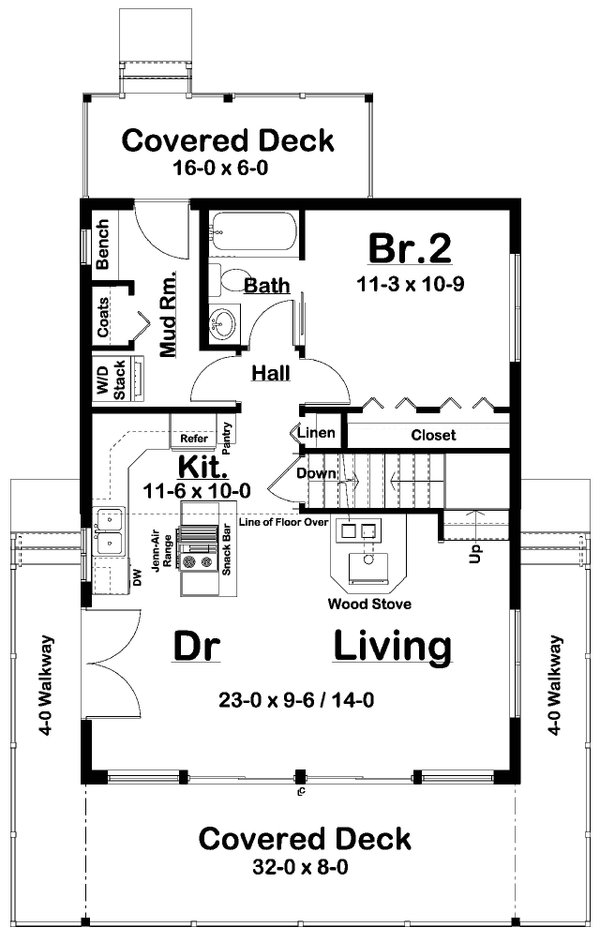 House Blueprint - Cabin Floor Plan - Main Floor Plan #126-293