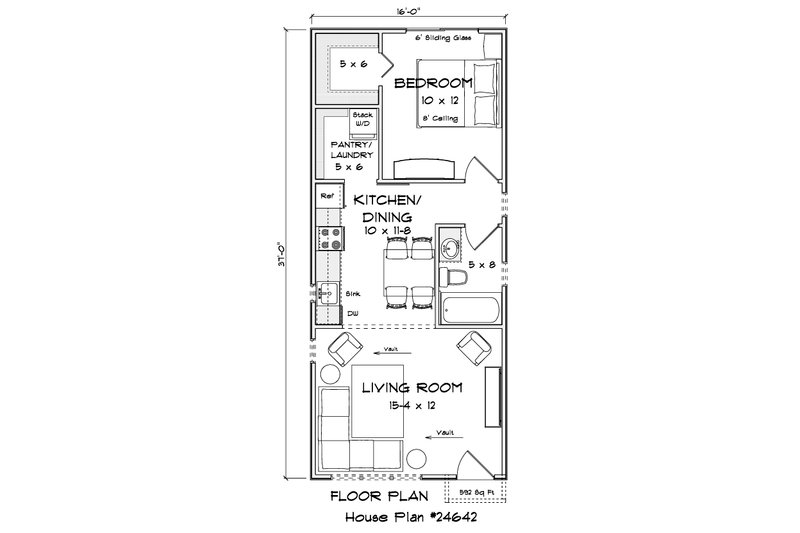 Dream House Plan - Floor Plan - Main Floor for Modern House Plan #513-2435 - 1 bed, 1 bath