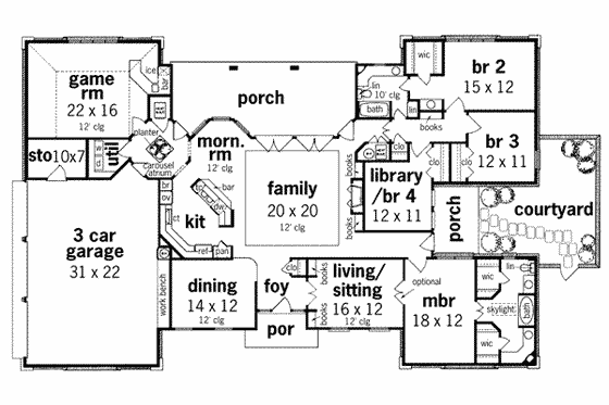 Floor Plan - Main Floor for Traditional House Plan #45-154 - 4 bed, 2 bath