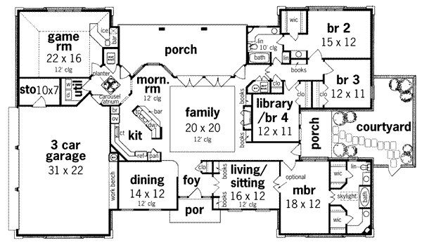 Architectural House Design - Traditional Floor Plan - Main Floor Plan #45-154