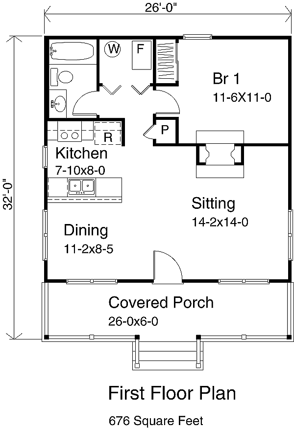 Cottage style Plan 22-122 main floor
