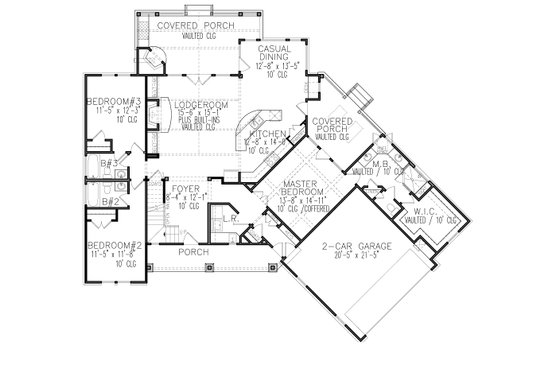 Floor Plan - Main Floor for Traditional House Plan #54-576 - 3 bed, 3 bath