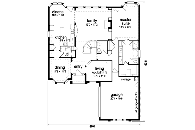Home Plan - Floor Plan - Main Floor for Traditional House Plan #84-382 - 3 bed, 2.5 bath