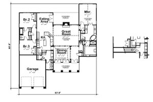 Floor Plan - Main Floor for Craftsman House Plan #20-2163 - 3 bed, 3 bath