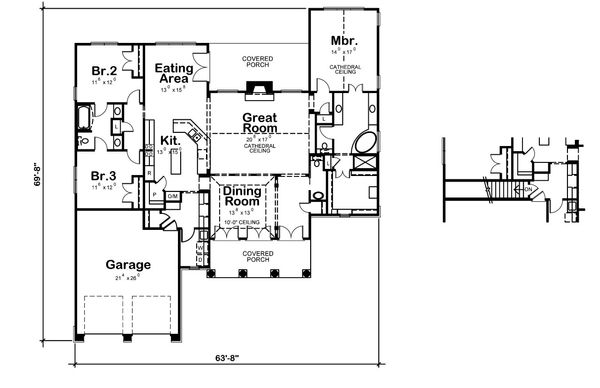 Dream House Plan - Craftsman Floor Plan - Main Floor Plan #20-2163