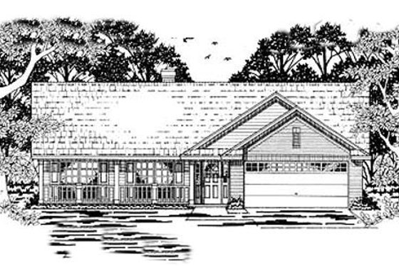 Exterior - Front Elevation for Ranch House Plan #42-223 - 3 bed, 2 bath