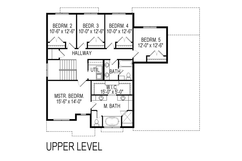 Dream House Plan - Floor Plan - Upper Floor for Craftsman House Plan #920-75 - 5 bed, 3 bath