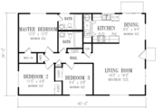 Ranch Style House Plan - 3 Beds 2 Baths 1040 Sq/Ft Plan #1-148 