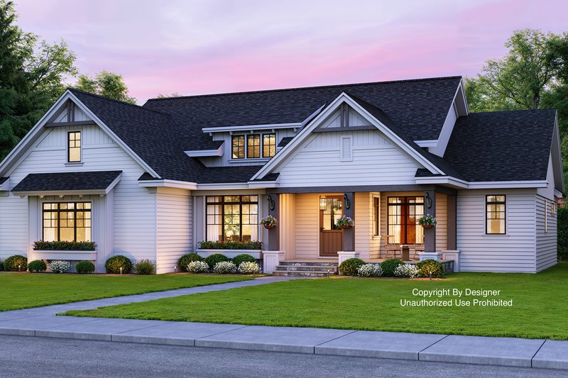 House Blueprint - Farmhouse Exterior - Front Elevation Plan #51-1449