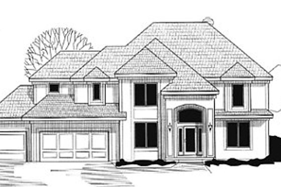 Exterior - Front Elevation for European House Plan #67-188 - 4 bed, 4 bath