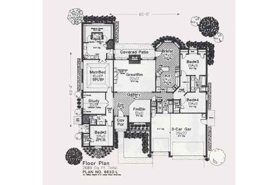 Floor Plan - Main Floor for Colonial House Plan #310-854 - 4 bed, 3 bath