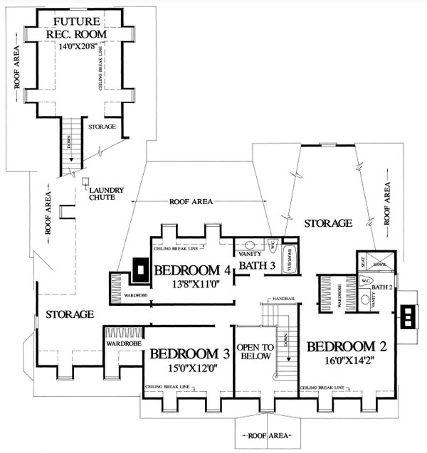 House Blueprint - Craftsman Floor Plan - Upper Floor Plan #137-408