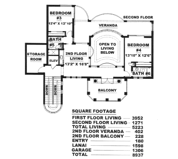 Mediterranean Floor Plan - Upper Floor Plan #27-224