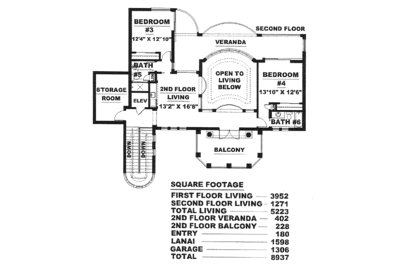 House Plan Design - Floor Plan - Upper Floor for Mediterranean House Plan #27-224 - 4 bed, 6.5 bath
