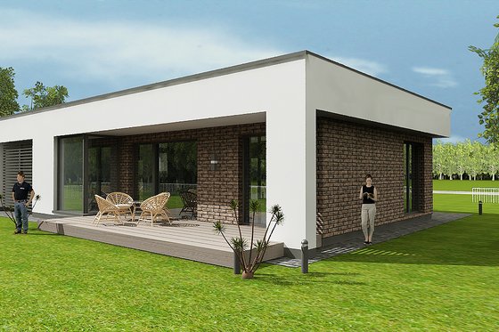 Exterior - Rear Elevation for Modern House Plan #538-12 - 3 bed, 1 bath