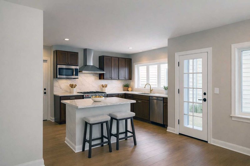 Architectural House Design - Interior - Kitchen for Cabin House Plan #1101-57 - 2 bed, 2.5 bath