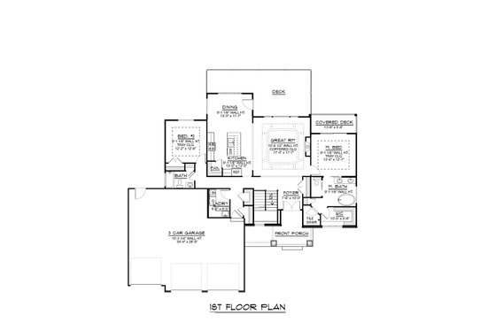 Floor Plan - Main Floor for Ranch House Plan #1064-86 - 2 bed, 2 bath