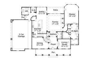 Floor Plan - Main Floor for European House Plan #411-466 - 4 bed, 3.5 bath