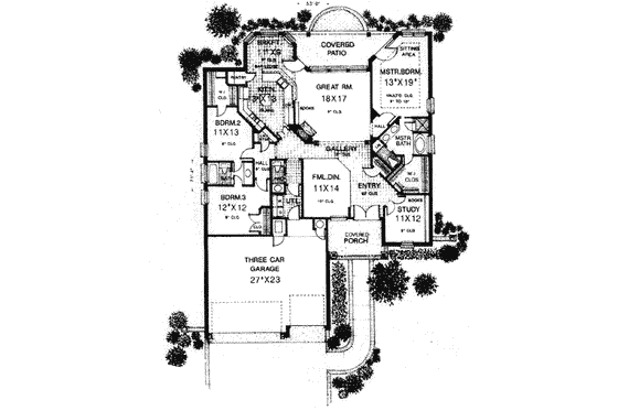 Floor Plan - Main Floor for European House Plan #310-524 - 3 bed, 2.5 bath